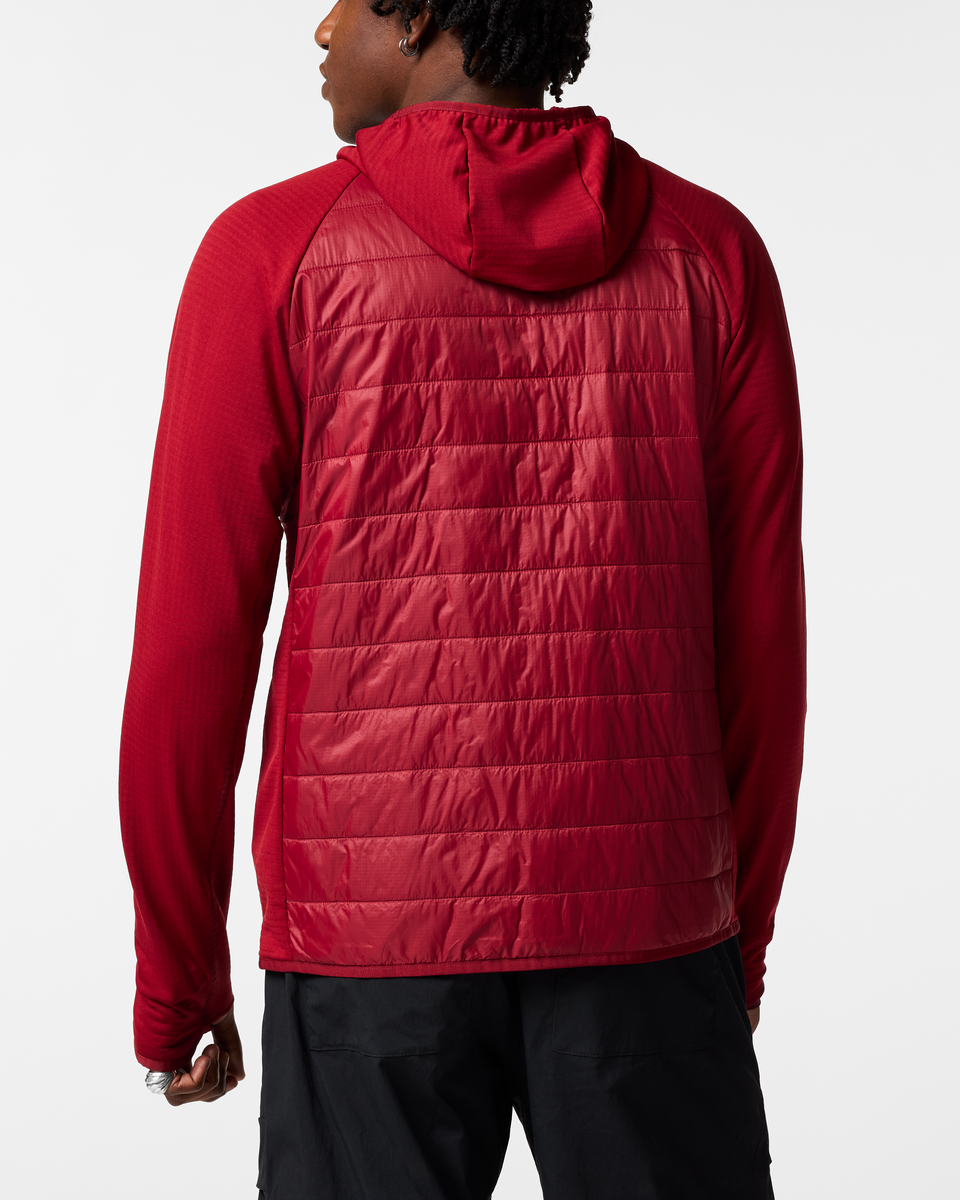 Acodo Hybrid Hooded Jacket - Men's, Crimson, Model Anson