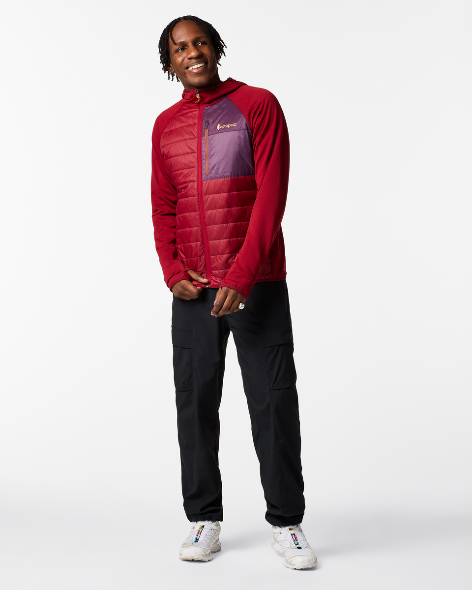 Acodo Hybrid Hooded Jacket - Men's, Crimson, Model Anson