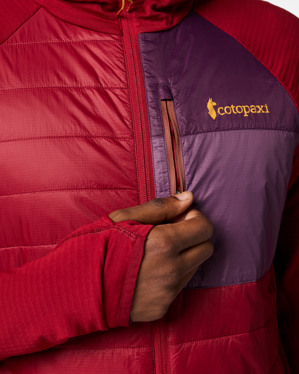 Acodo Hybrid Hooded Jacket - Men's, Crimson, Model Anson