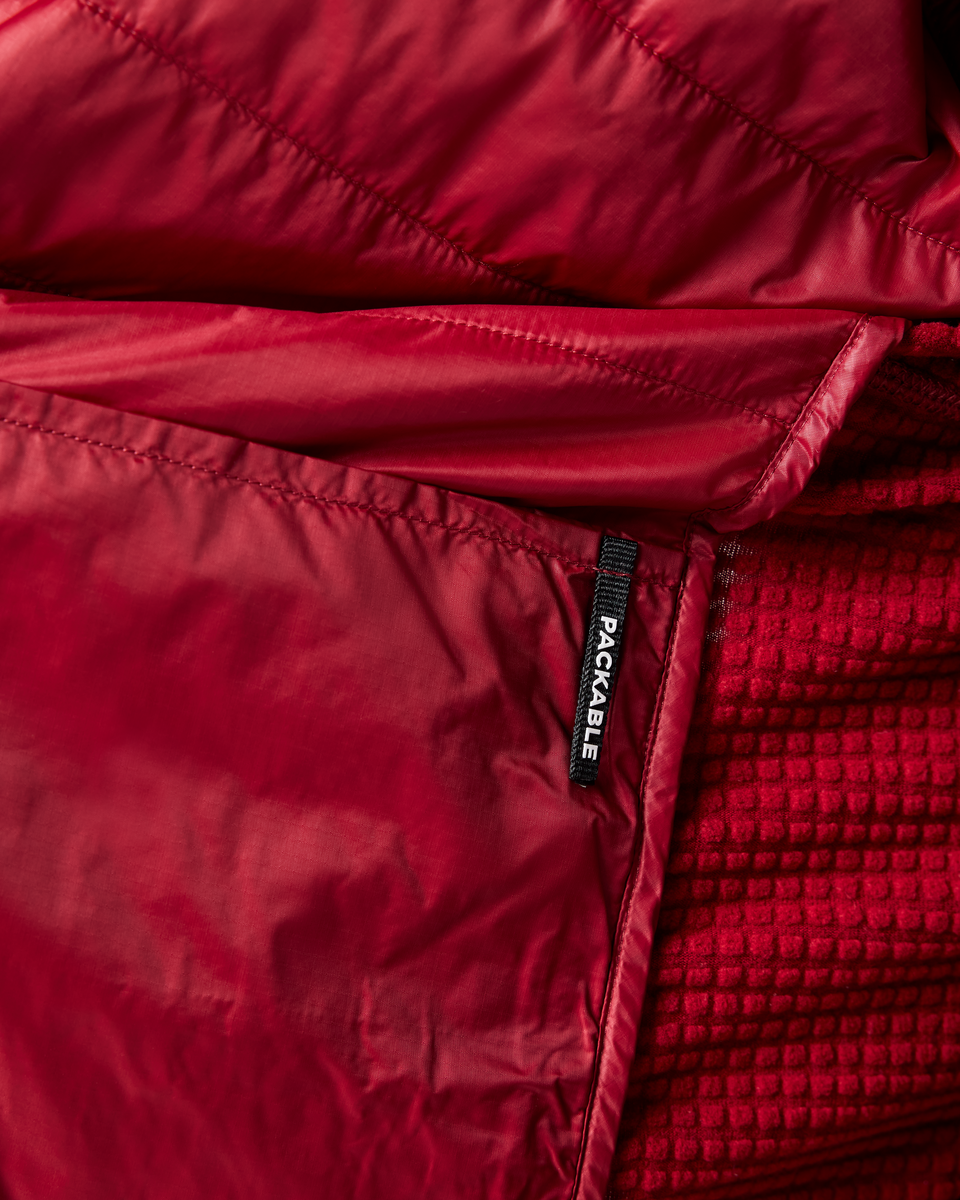 Acodo Hybrid Hooded Jacket - Men's, Crimson, Model Anson