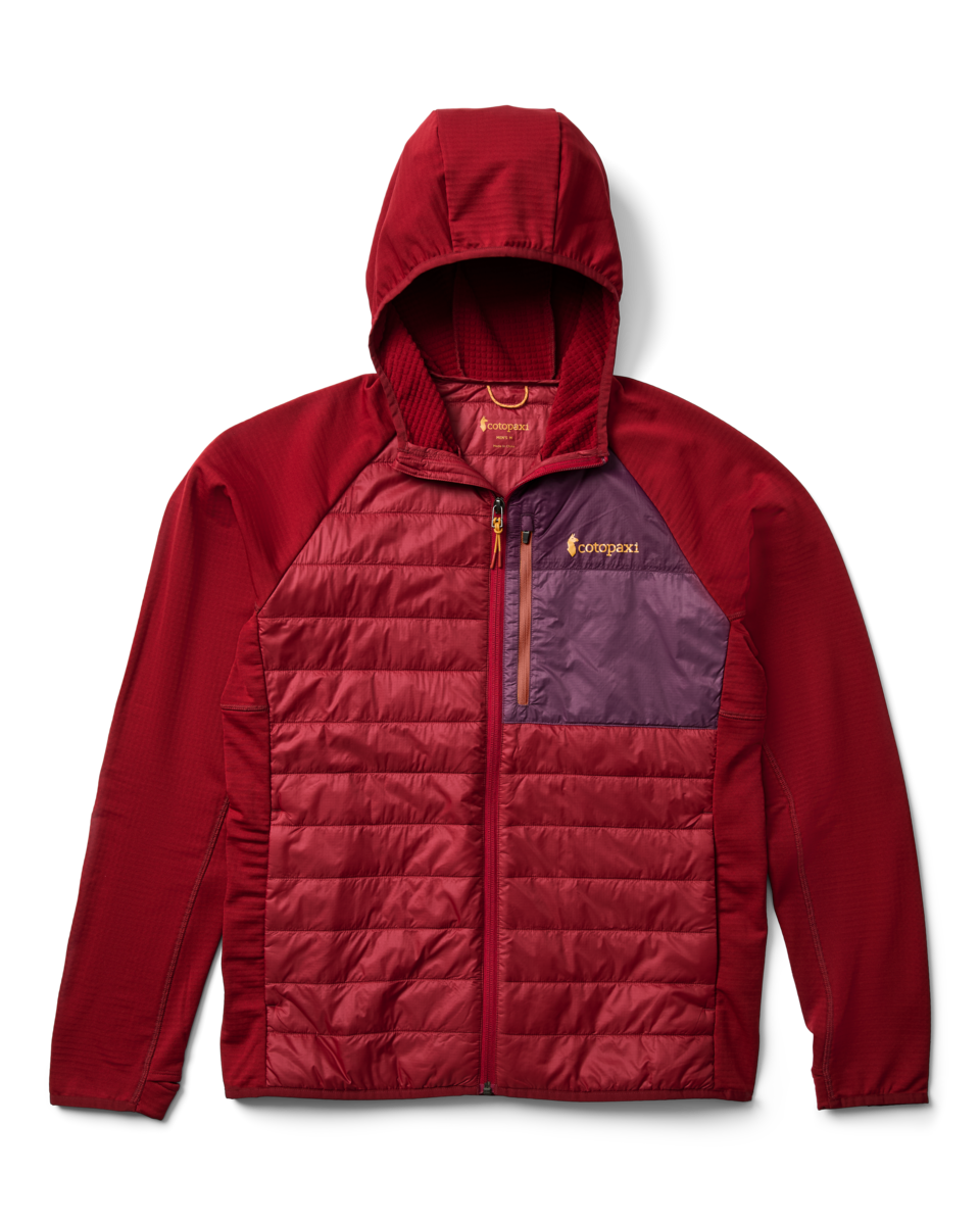 Acodo Hybrid Hooded Jacket - Men's, Crimson, Model Anson
