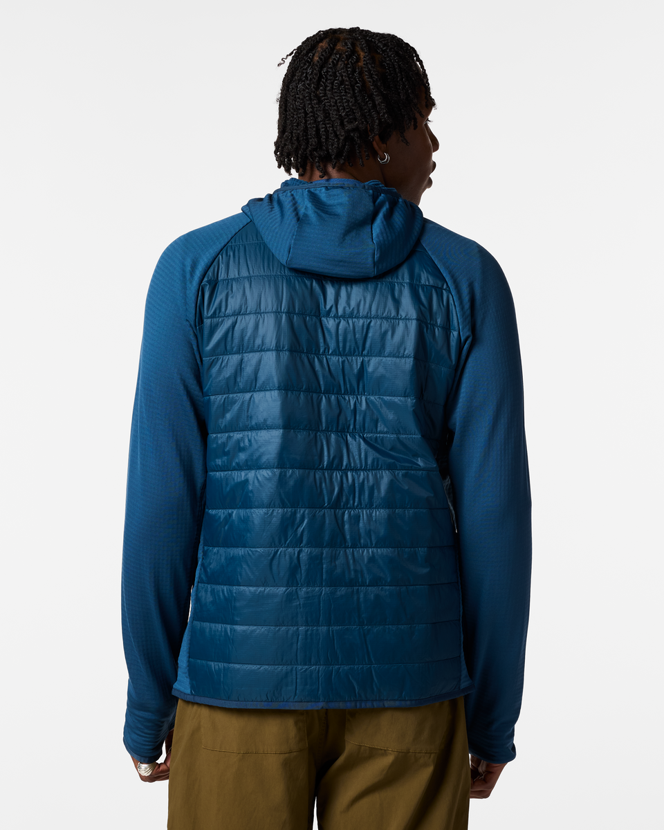 Acodo Hybrid Hooded Jacket - Men's, Indigo, Model Anson