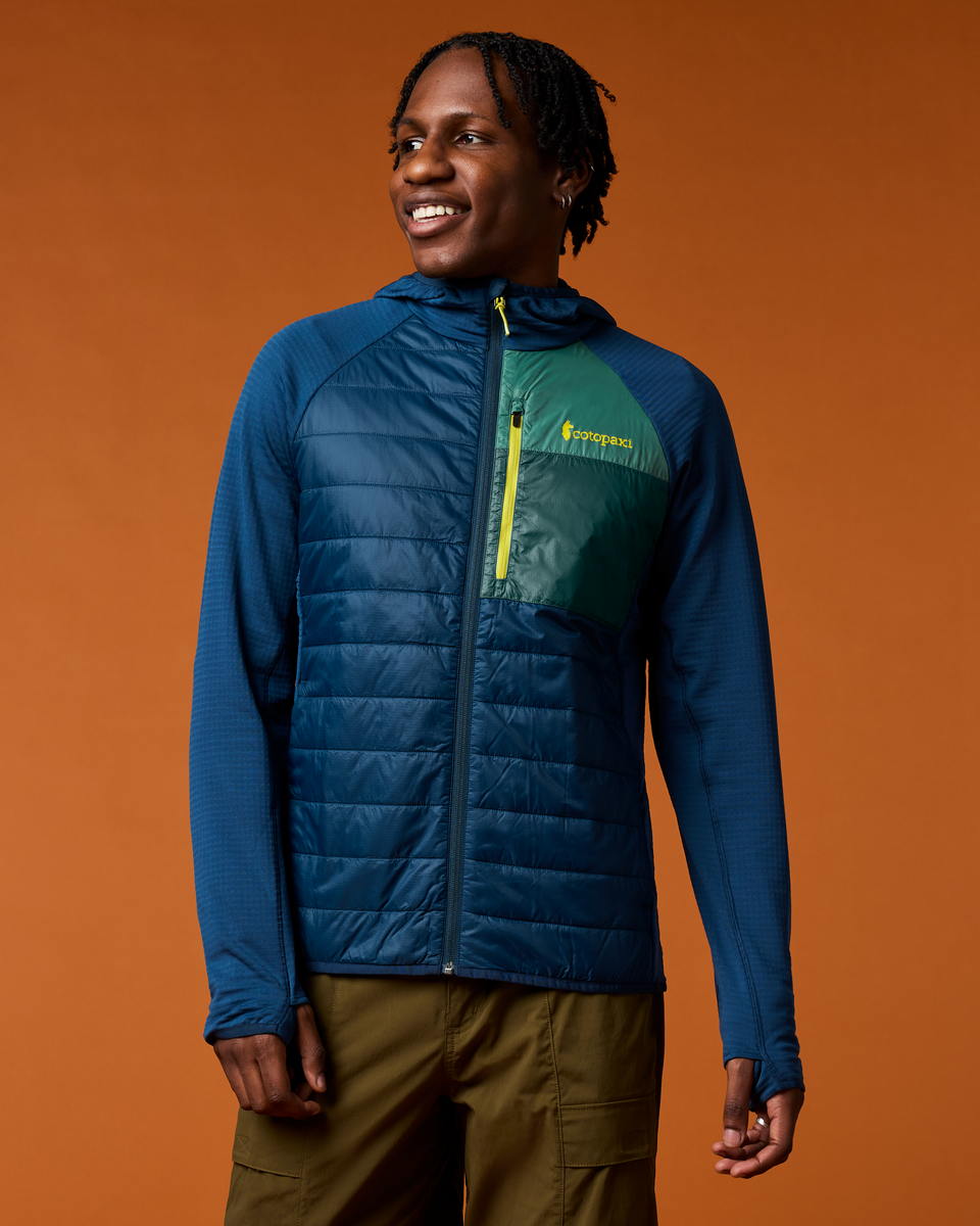 Acodo Hybrid Hooded Jacket - Men's, Indigo, Model Anson
