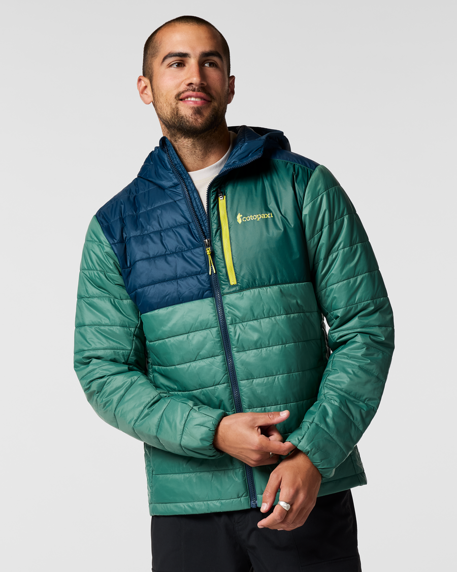 Acodo Insulated Hooded Jacket - Men's, Indigo/Juniper, Model Dale