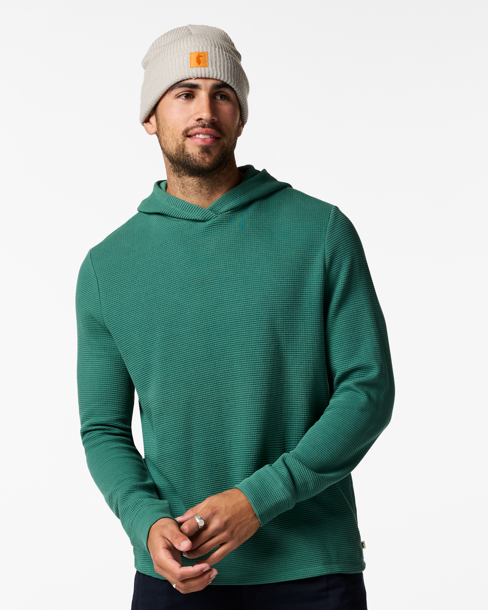 Atajo Long-Sleeve Waffle Hoodie - Men's, Juniper, Model Pedro