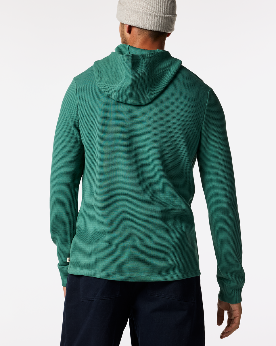 Atajo Long-Sleeve Waffle Hoodie - Men's, Juniper, Model Pedro