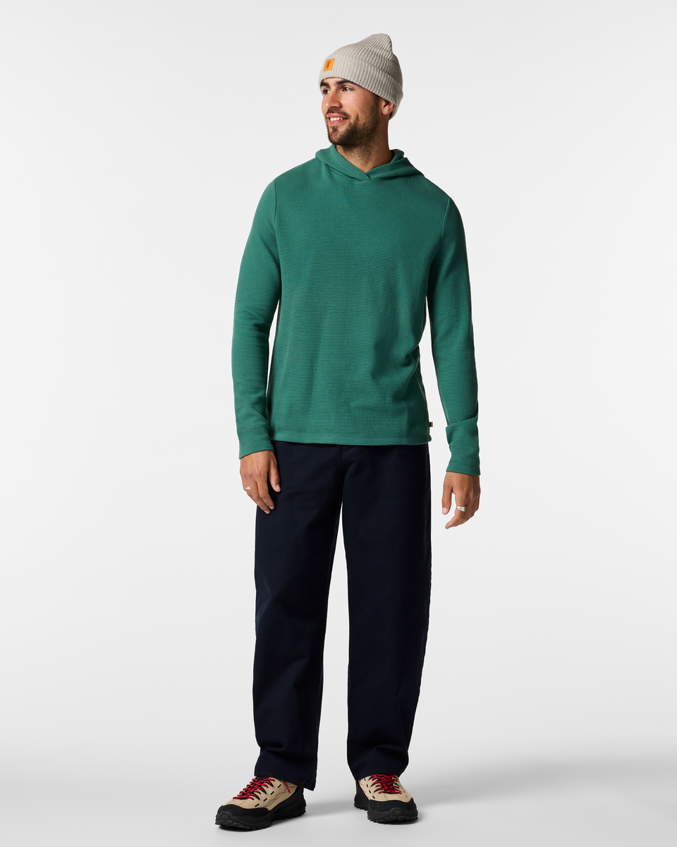 Atajo Long-Sleeve Waffle Hoodie - Men's, Juniper, Model Pedro