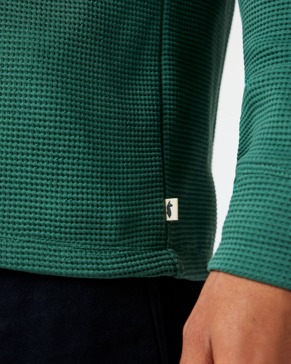 Atajo Long-Sleeve Waffle Hoodie - Men's, Juniper, Model Pedro