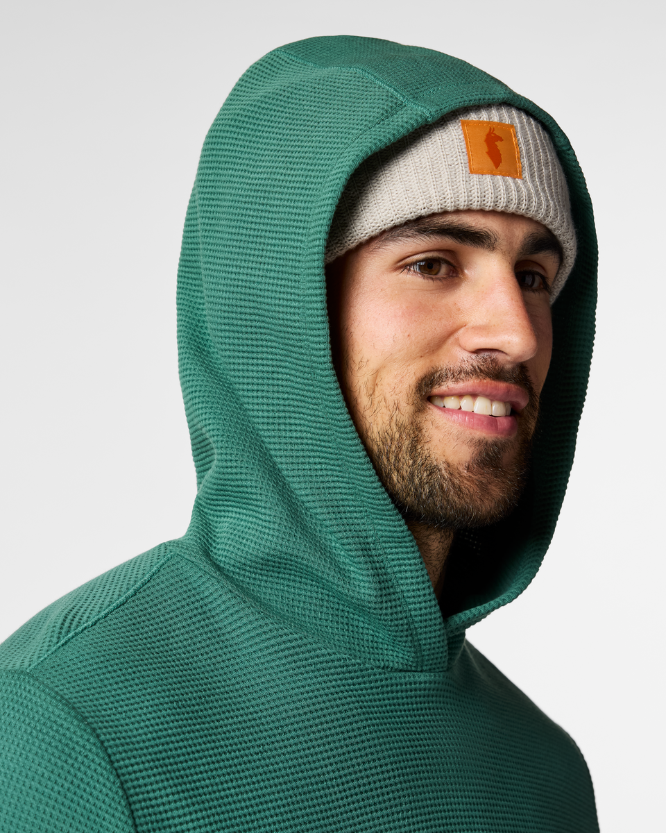 Atajo Long-Sleeve Waffle Hoodie - Men's, Juniper, Model Pedro