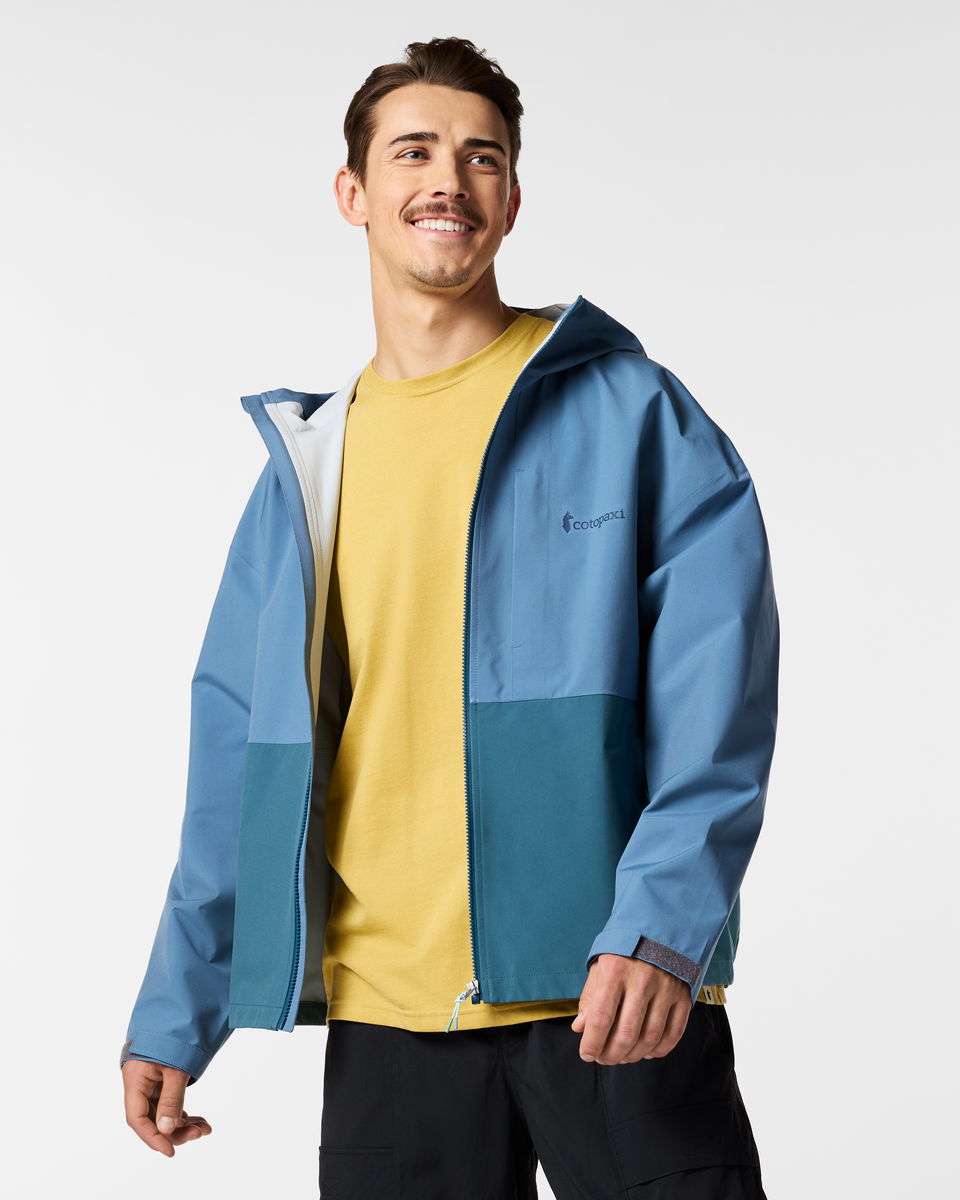 Cielo Rain Jacket - Men's, Steel Blue/Everglade, Model Kellan
