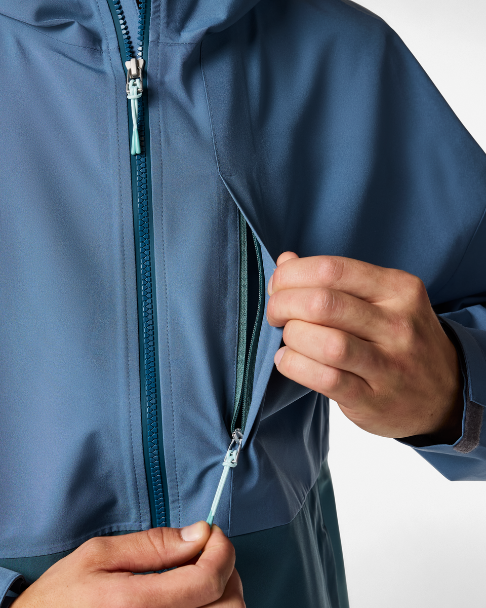 Cielo Rain Jacket - Men's, Steel Blue/Everglade, Model Kellan