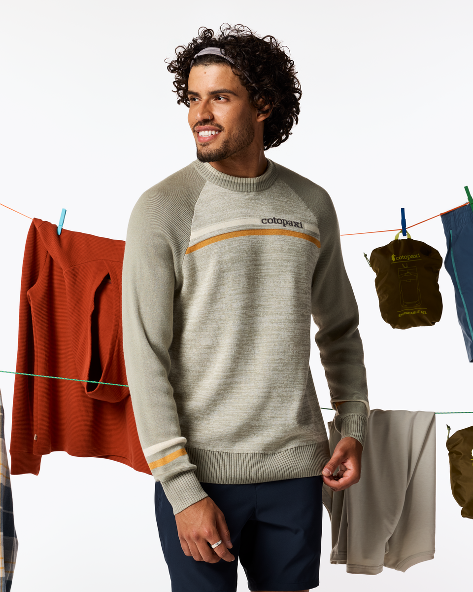 Cotopaxi Crew Sweater - Men's, Mineral/Pebble, Model Pedro