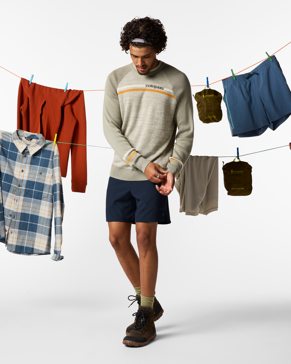 Cotopaxi Crew Sweater - Men's, Mineral/Pebble, Model Pedro