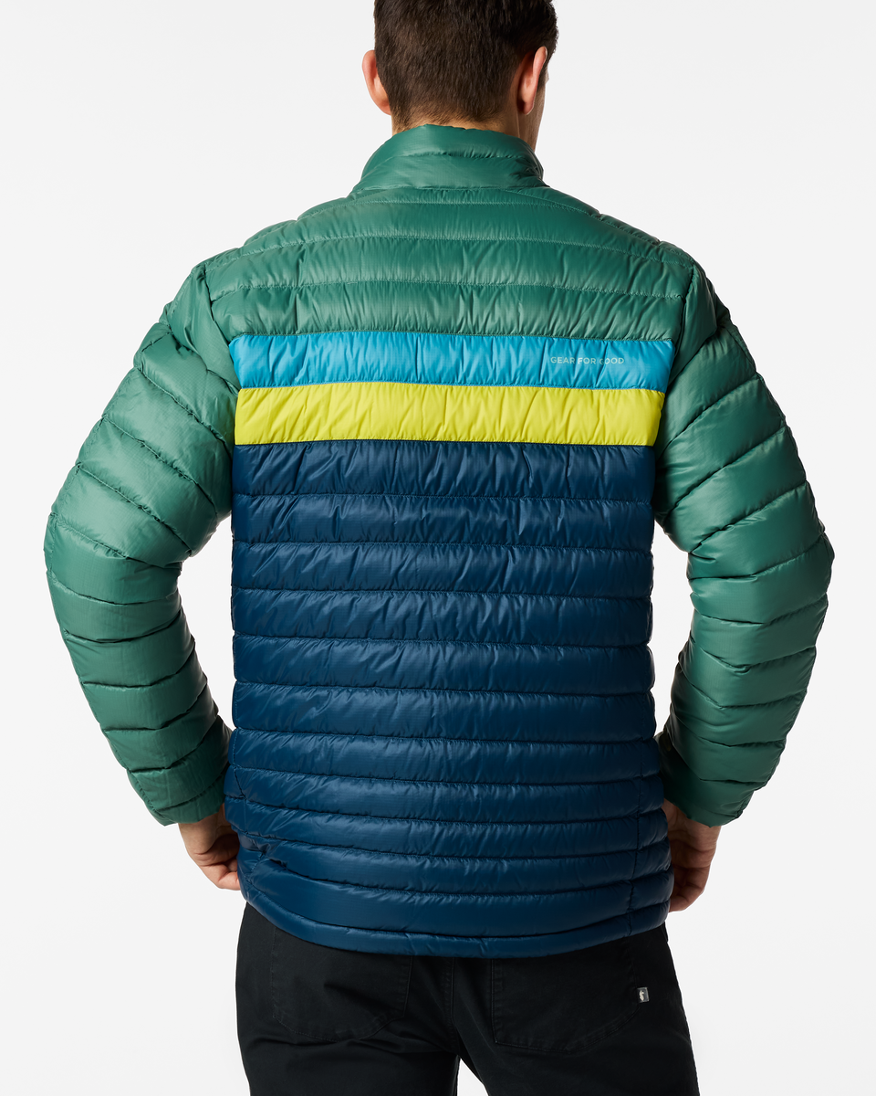 Fuego Down Jacket - Men's, Juniper/Indigo, Model Kellan