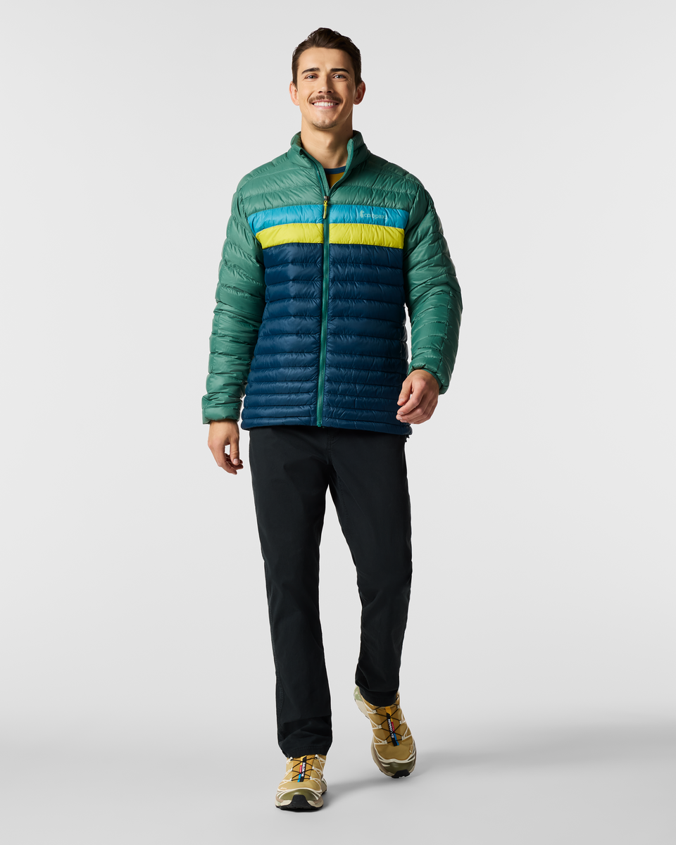 Fuego Down Jacket - Men's, Juniper/Indigo, Model Kellan