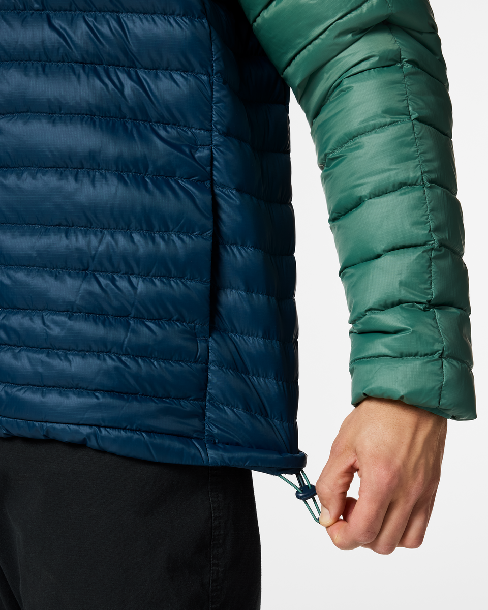 Fuego Down Jacket - Men's, Juniper/Indigo, Model Kellan
