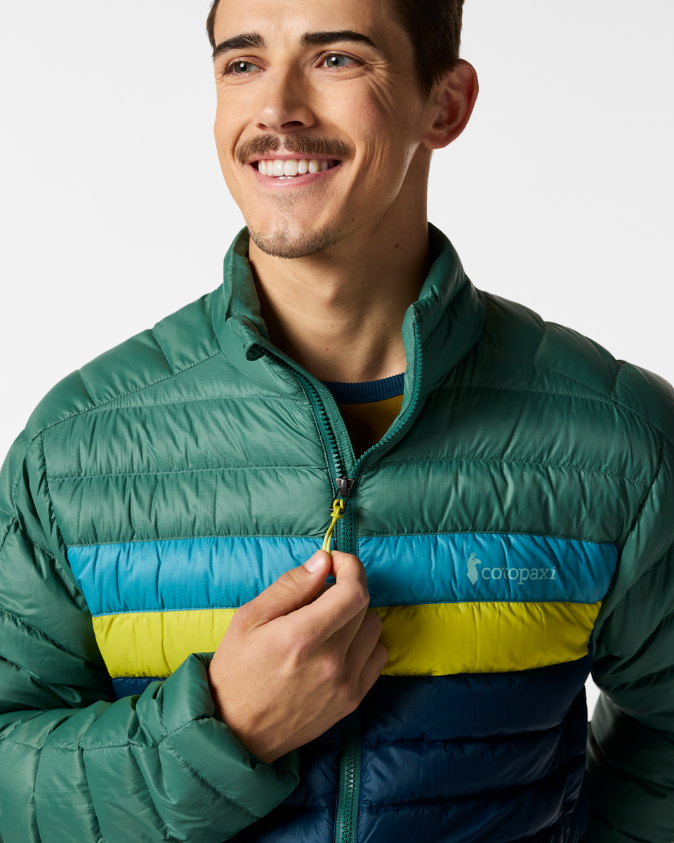 Fuego Down Jacket - Men's, Juniper/Indigo, Model Kellan
