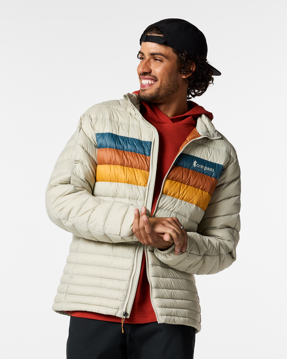 Fuego Down Jacket - Men's, Mineral Stripes, Model Pedro