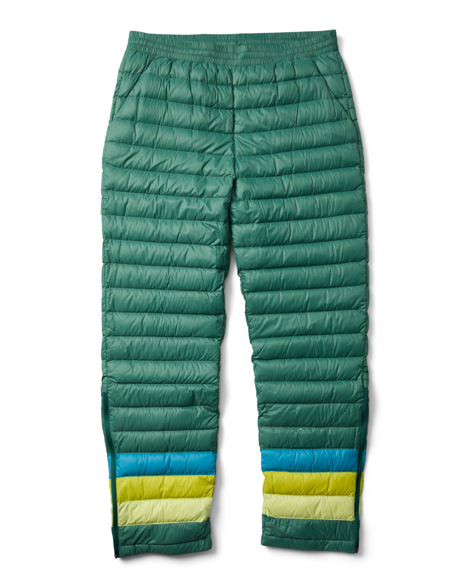Fuego Down Pant - Men's, Juniper Stripes, Model Luke