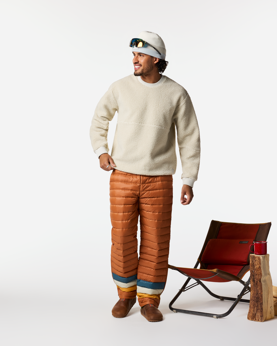 Fuego Down Pant - Men's, Whiskey Stripes, Model Pedro
