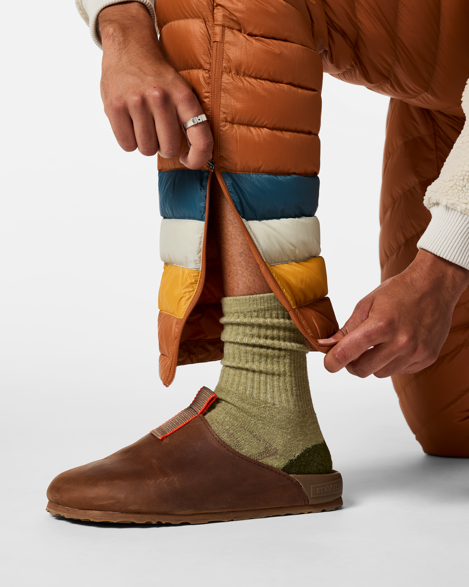 Fuego Down Pant - Men's, Whiskey Stripes, Model Pedro