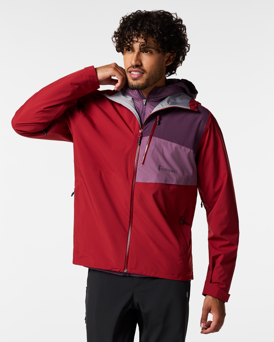 Impermeo 3L Hooded Shell Jacket - Men's, Crimson, Model Pedro