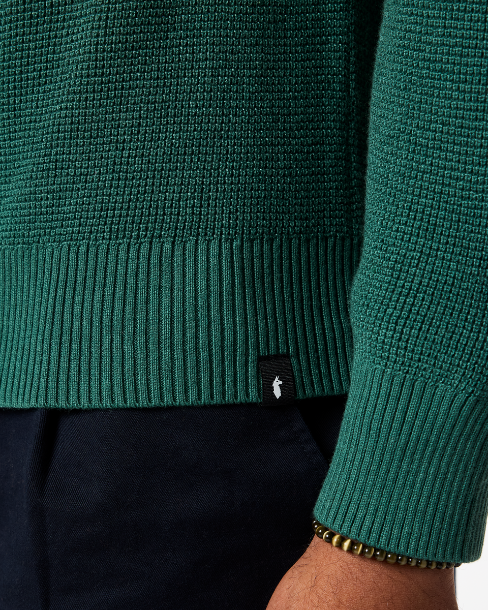 Libre Waffle Crew Sweater - Men's, Juniper, Model Pedro