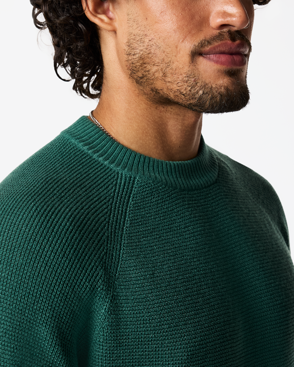 Libre Waffle Crew Sweater - Men's, Juniper, Model Pedro