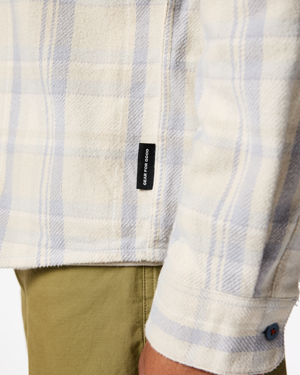 Mero Organic Flannel Shirt - Men's, Vapor Plaid, Model Pedro