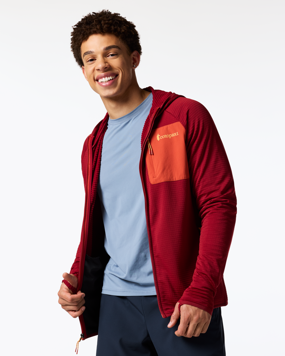 Otero Fleece Full-Zip Hooded Jacket - Men's, Crimson, Model Luke