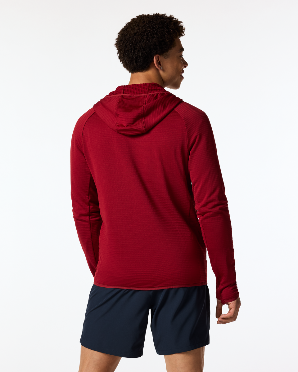 Otero Fleece Full-Zip Hooded Jacket - Men's, Crimson, Model Luke