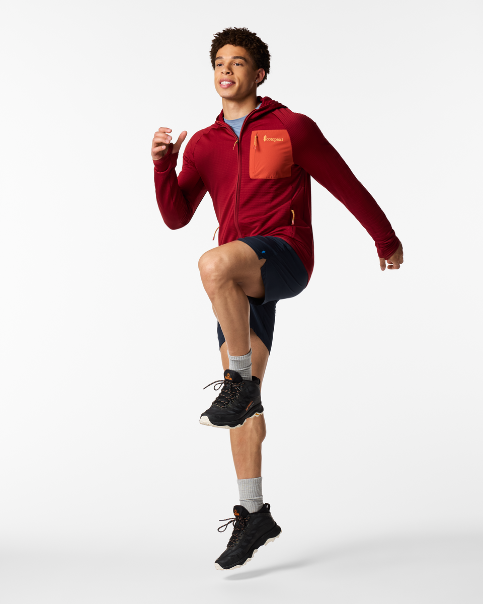 Otero Fleece Full-Zip Hooded Jacket - Men's, Crimson, Model Luke