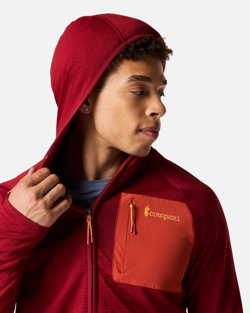Otero Fleece Full-Zip Hooded Jacket - Men's, Crimson, Model Luke