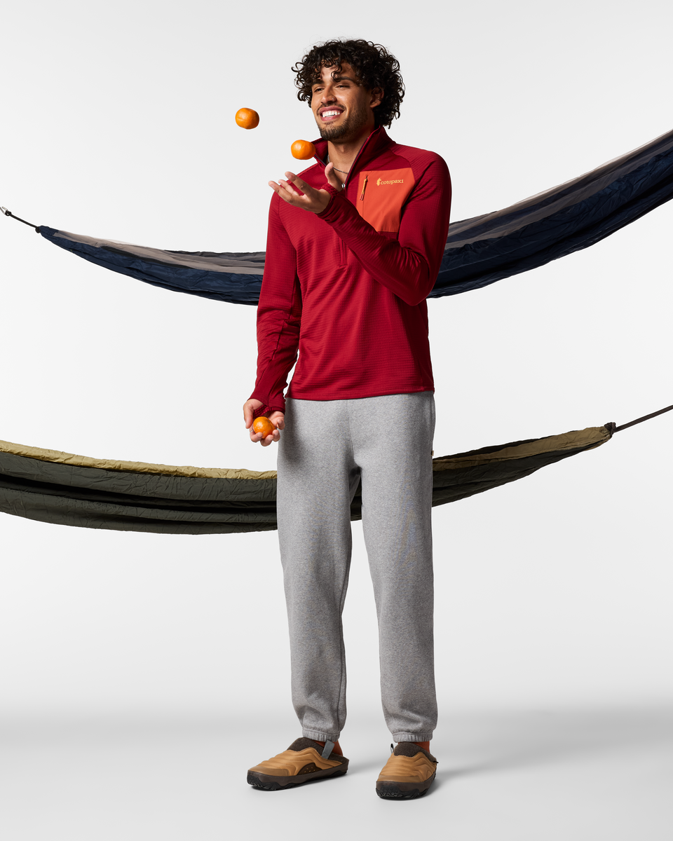Otero Fleece Half-Zip Pullover - Men's, Crimson, Model Pedro