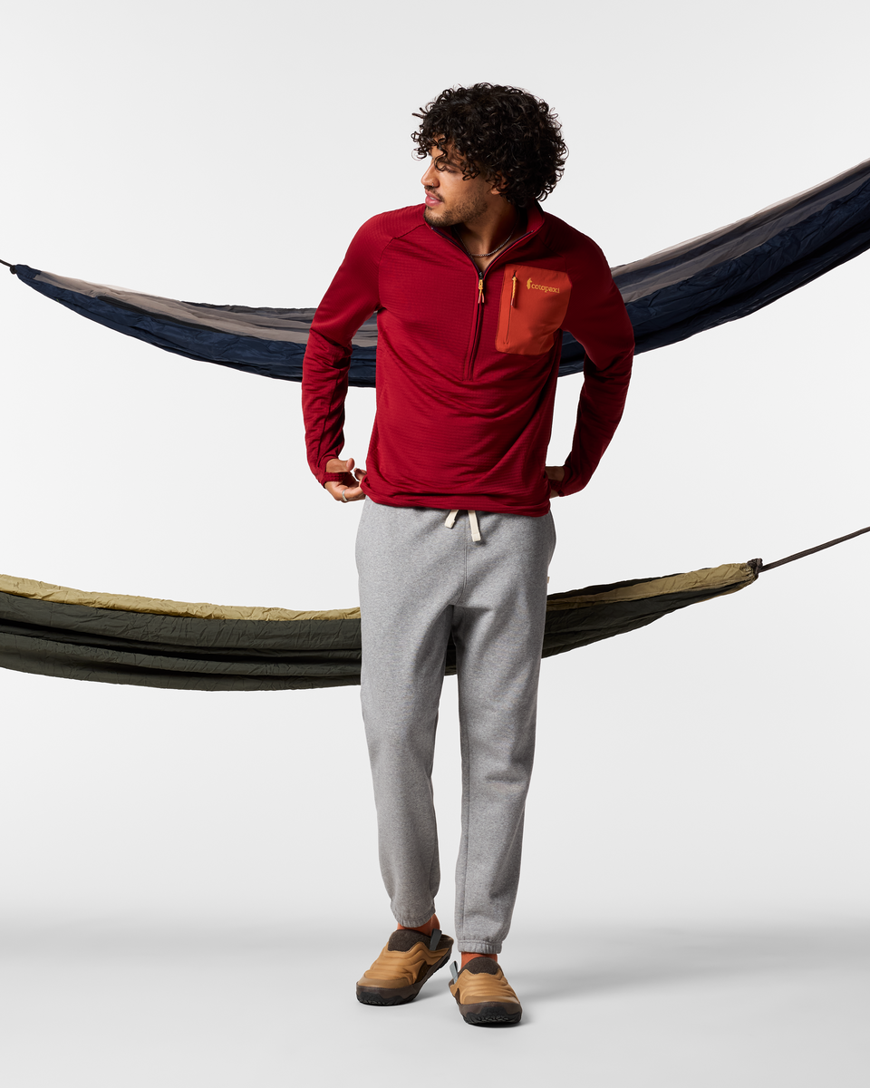 Otero Fleece Half-Zip Pullover - Men's, Crimson, Model Pedro