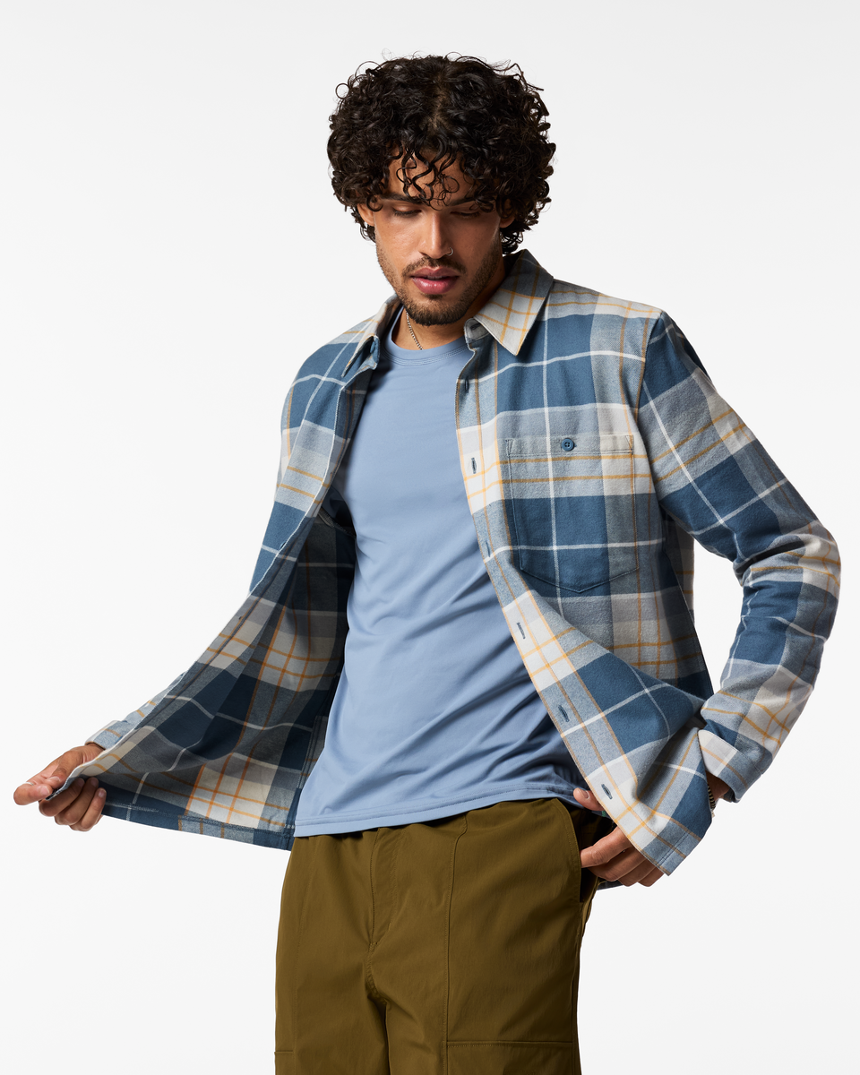 Quedo Flannel Shirt - Men's, Slate Plaid, Model Luke