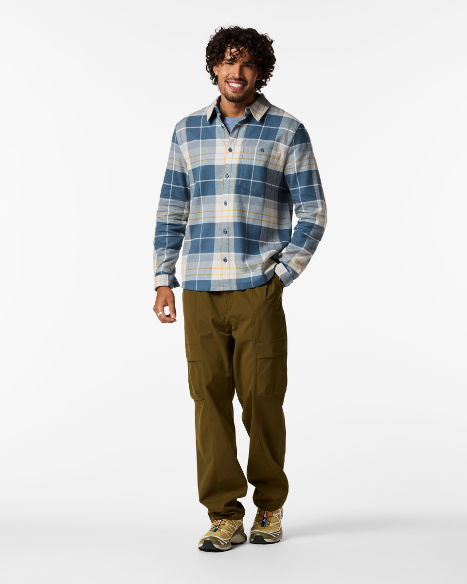 Quedo Flannel Shirt - Men's, Slate Plaid, Model Luke