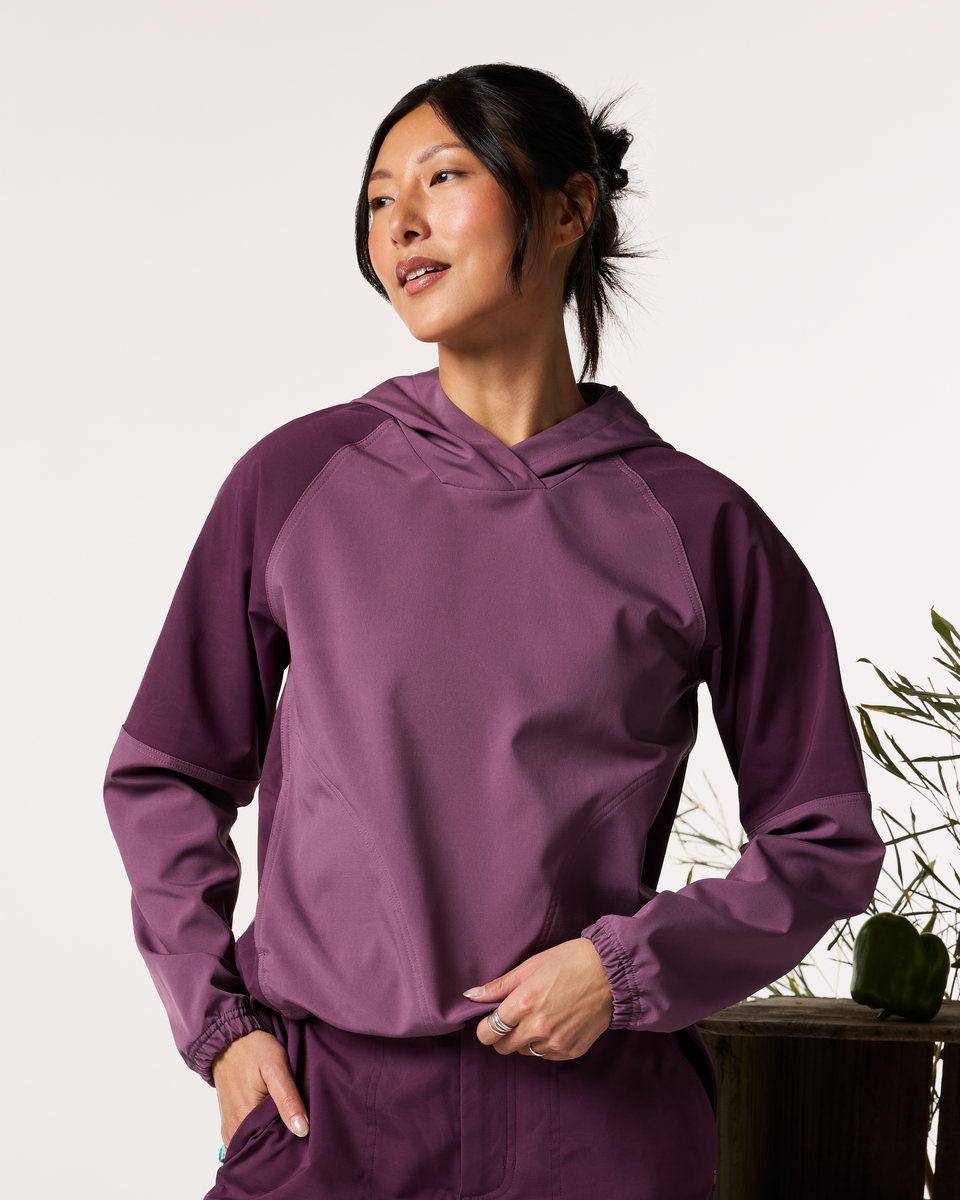 Adelante Hoodie - Women's, Mystic/Acai, Model Tiff