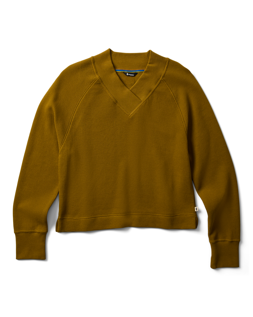 Atajo Long-Sleeve Waffle V-Neck - Women's, Log Cabin