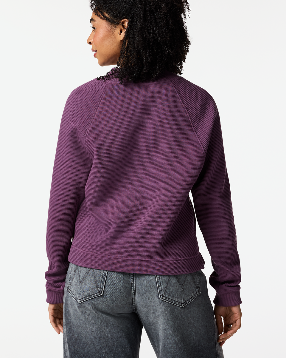Atajo Long-Sleeve Waffle V-Neck - Women's, Mystic, Model Kalu