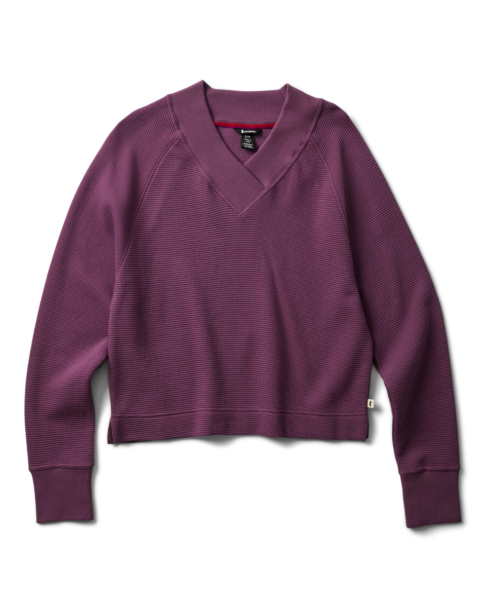 Atajo Long-Sleeve Waffle V-Neck - Women's, Mystic
