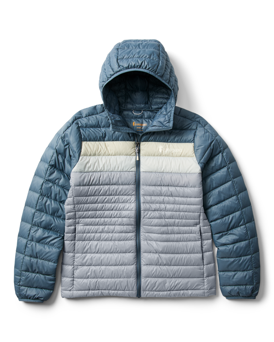 Fuego Down Hooded Jacket - Women's, Slate/Smoke, Model Lola