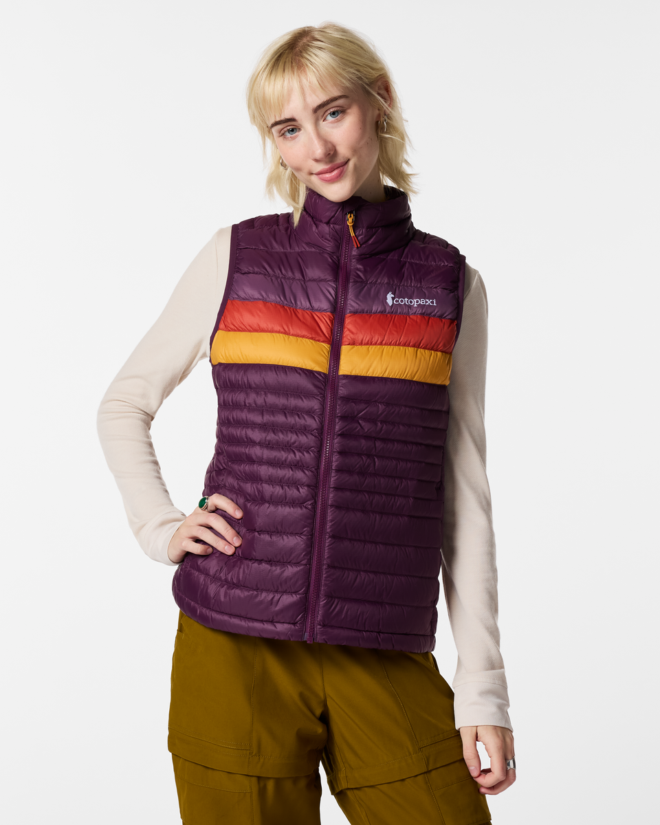 Fuego Down Vest - Women's, Acai Stripes, Model Josie