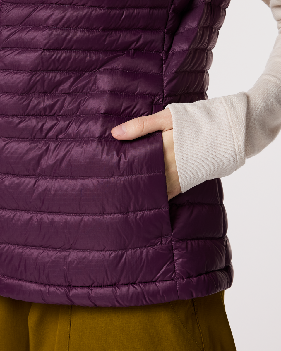 Fuego Down Vest - Women's, Acai Stripes, Model Josie