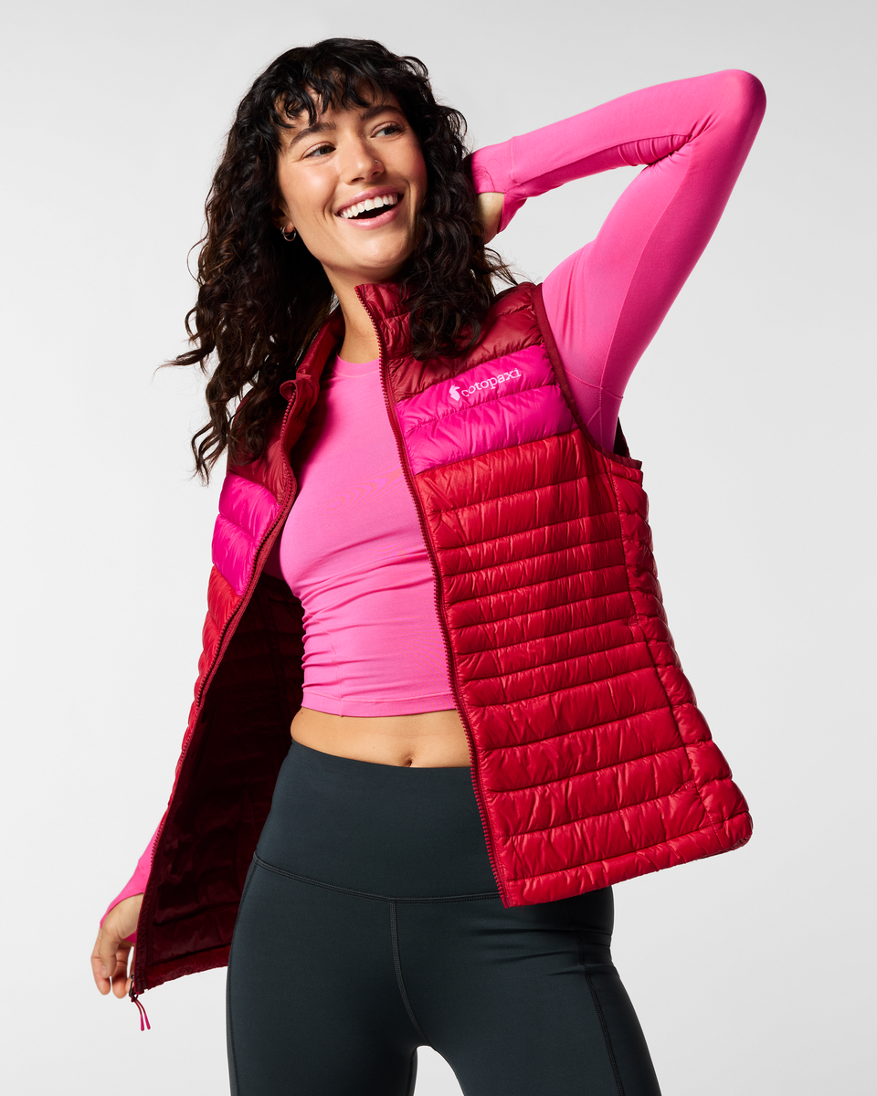 Fuego Down Vest - Women's, Crimson/Spicy, Model Lola