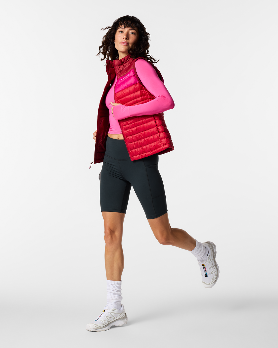 Fuego Down Vest - Women's, Crimson/Spicy, Model Lola