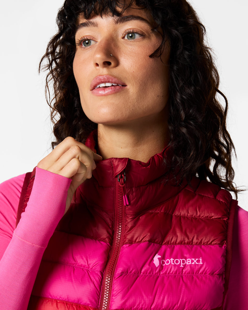 Fuego Down Vest - Women's, Crimson/Spicy, Model Lola