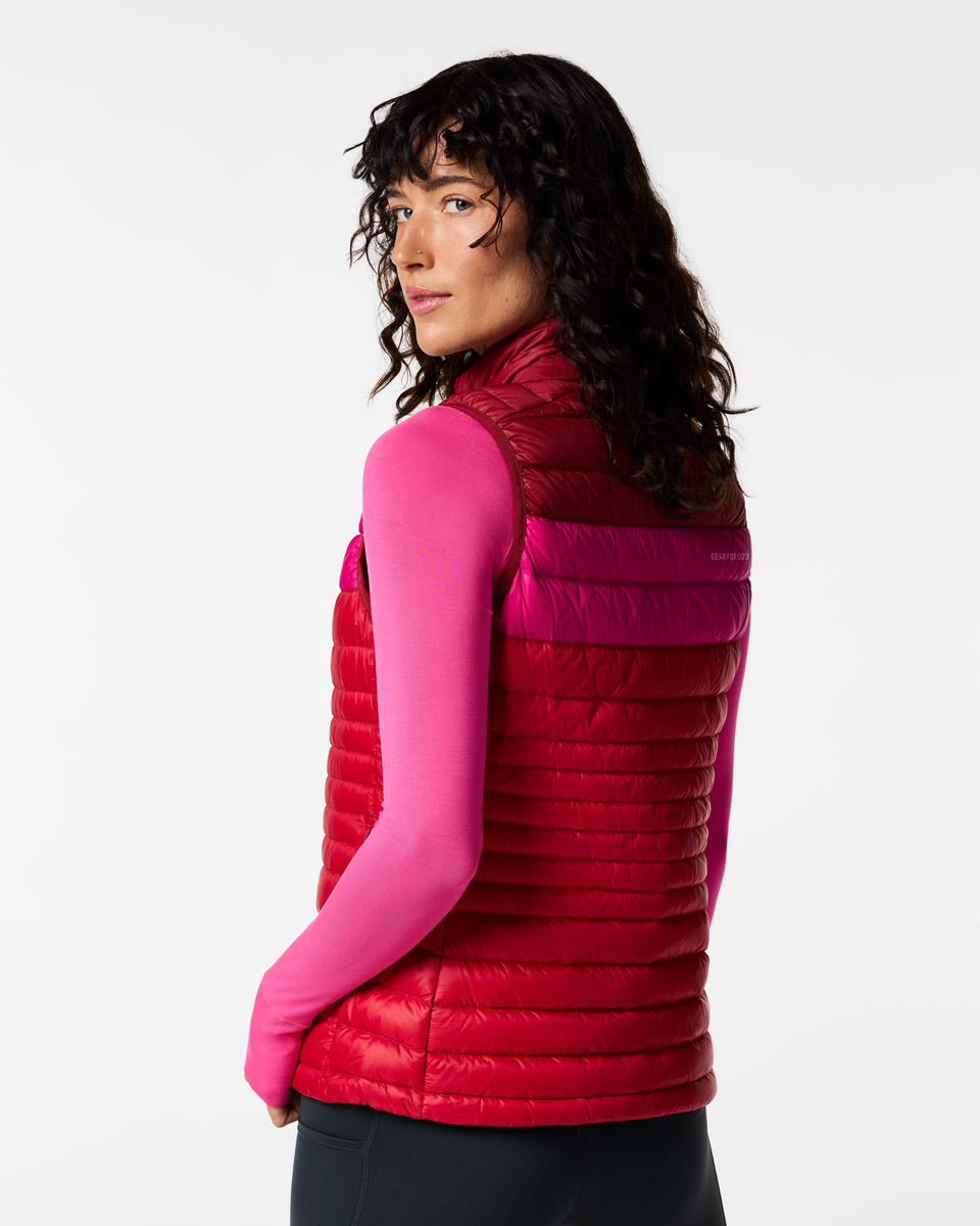 Fuego Down Vest - Women's, Crimson/Spicy, Model Lola