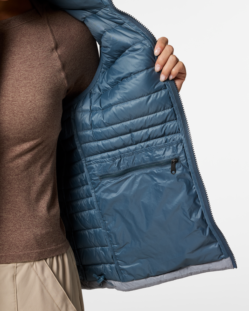 Fuego Down Vest - Women's, Slate/Smoke, Model Tiff