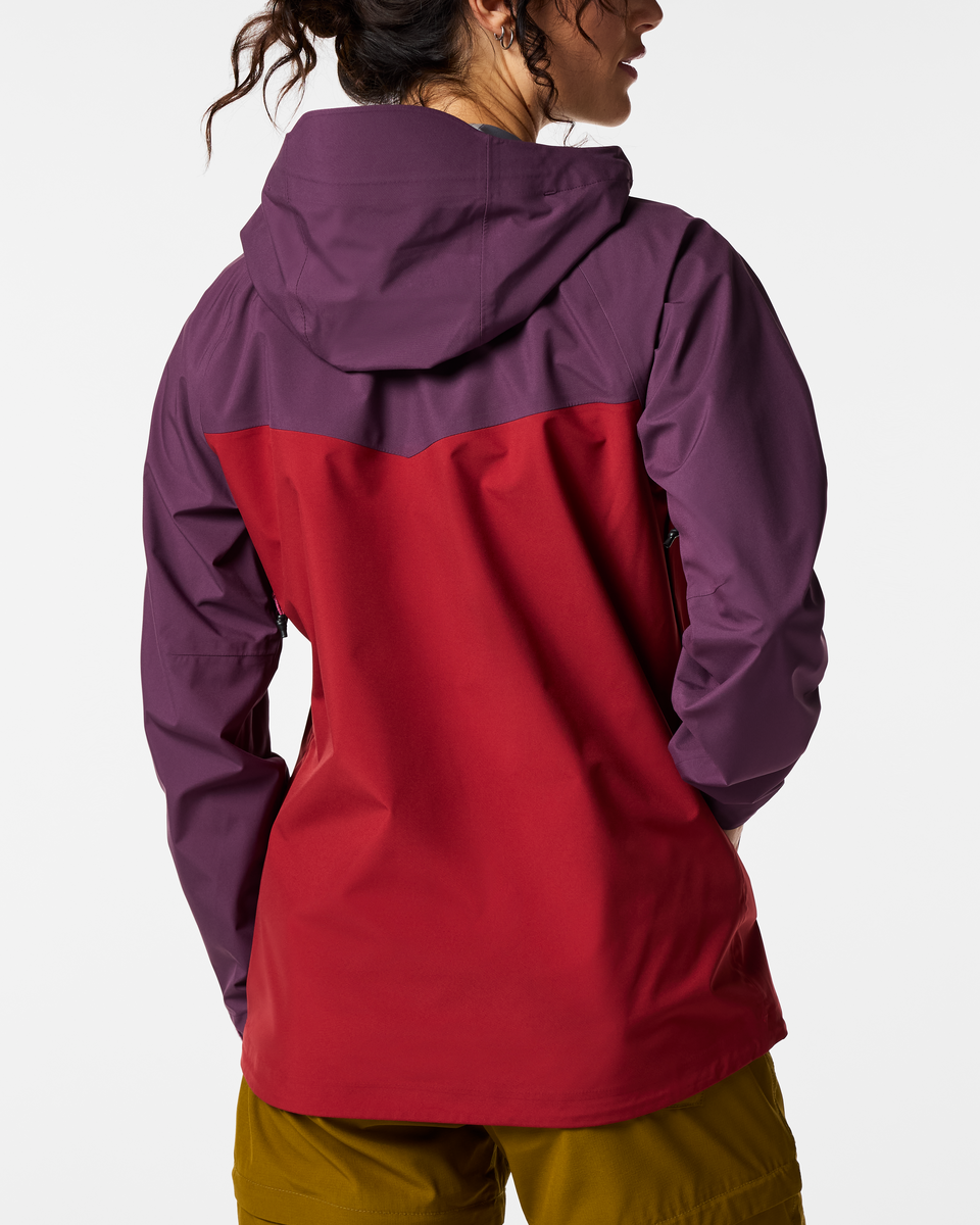 Impermeo 3L Hooded Shell Jacket - Women's, Acai/Crimson, Model Lola